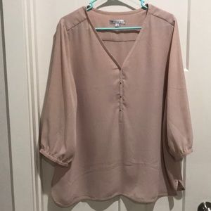 Mauve V neck flowy blouse